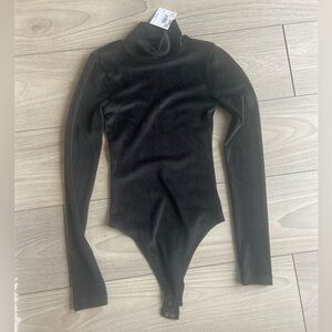 Black velvet bodysuit, size XS, NWT